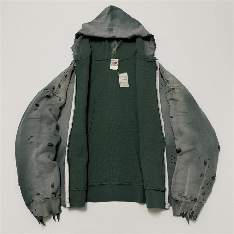 Vintage Zip Hoodie - Hole Vintage SAINT Mxxxxxx Oversized Zipper