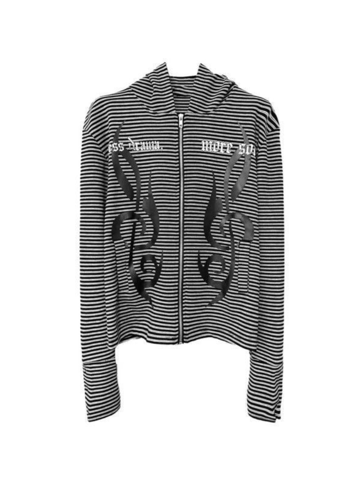 Men Women Gothic Style Striped - огляд і ціна Vintage Zip Hoodie