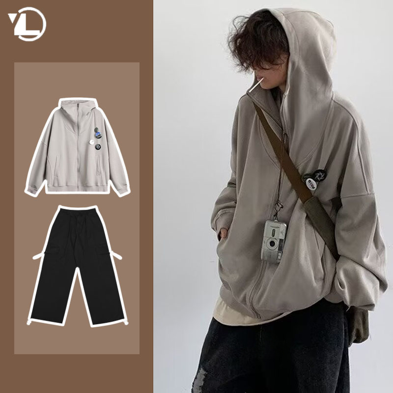 Autumn College Casual Set Men  - огляд і ціна Vintage Zip Hoodie