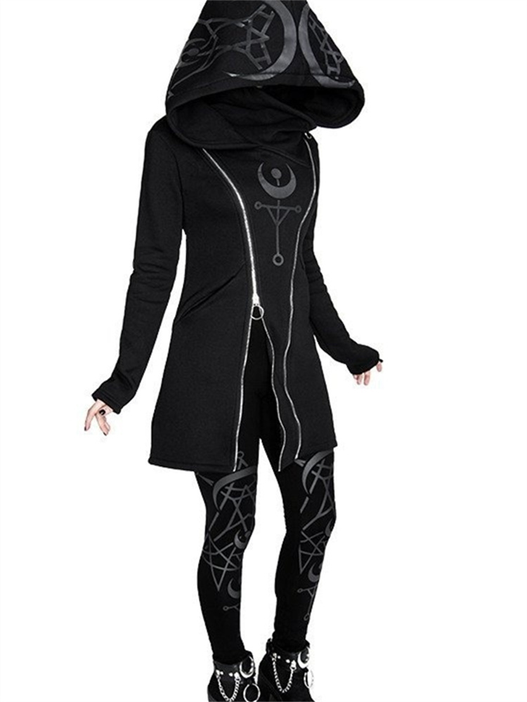 Gothic Punk Print Long-sleeved - огляд і ціна Vintage Zip Hoodie