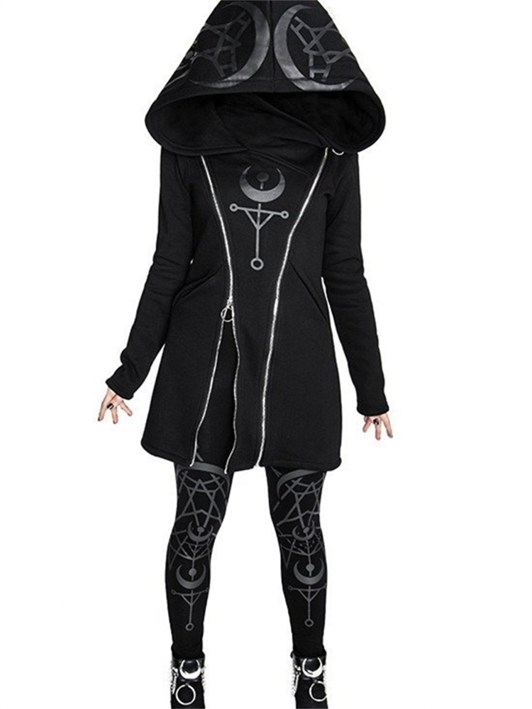 Gothic Punk Print Long-sleeved - огляд і ціна Vintage Zip Hoodie