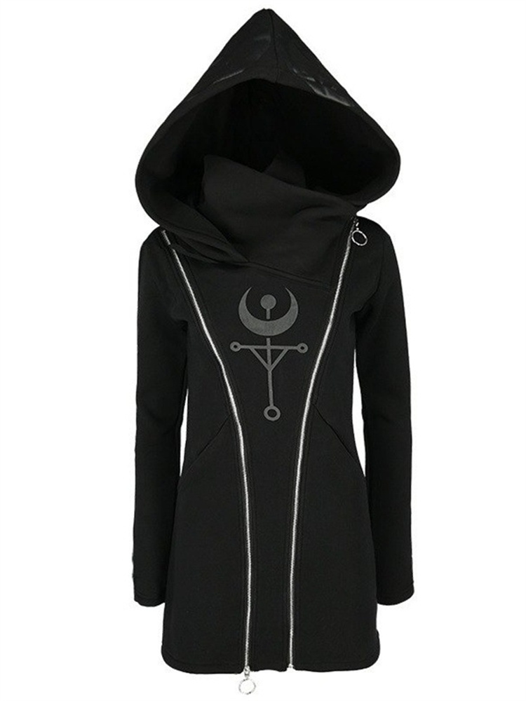 Gothic Punk Print Long-sleeved - огляд і ціна Vintage Zip Hoodie