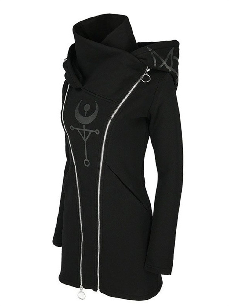 Gothic Punk Print Long-sleeved - огляд і ціна Vintage Zip Hoodie