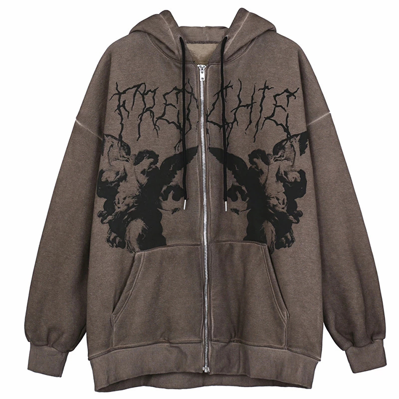 Vintage Angel Print Oversized  - огляд і ціна Vintage Zip Hoodie